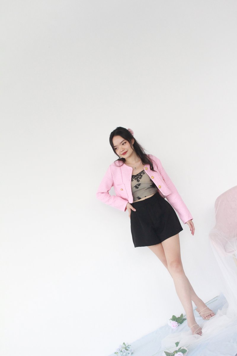Meredith Tweed Outerwear in Souffle Pink
