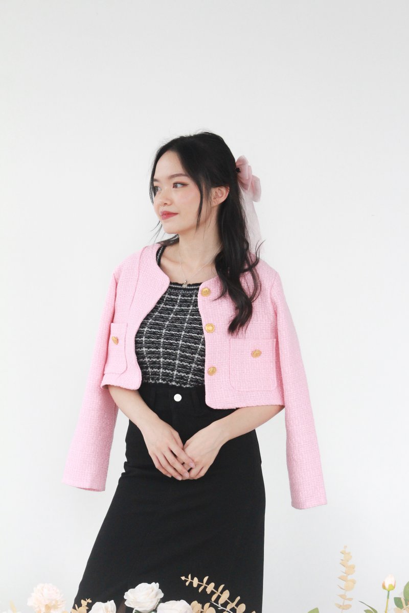 Meredith Tweed Outerwear in Souffle Pink