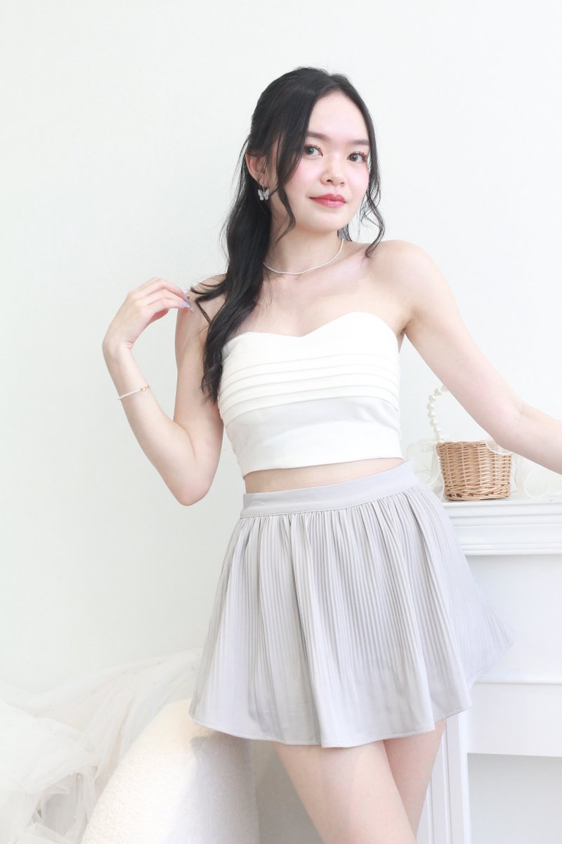 Essence Pleated Padded Top in White