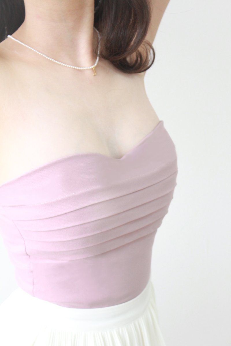 Essence Pleated Padded Top in Dusty Pink