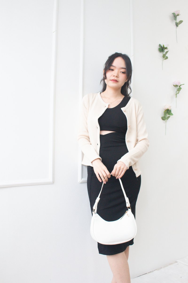 Solace Contrast Knit Cardigan in Creme