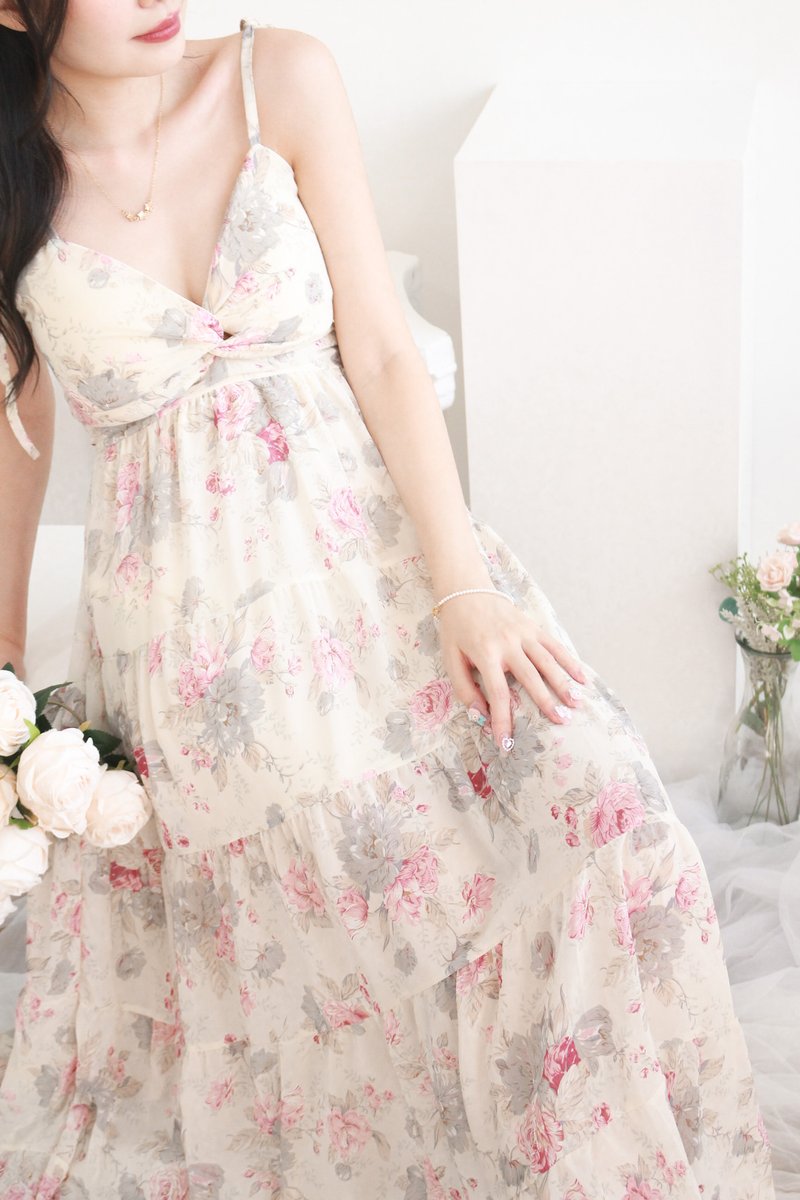 *RESTOCK* Claude Padded Dress in Ivory Floral