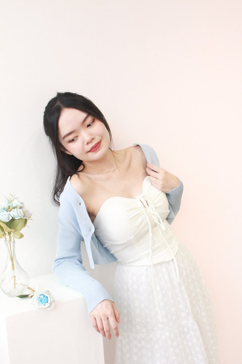 Keeper Ribbed Knit Cardigan in Light Blue