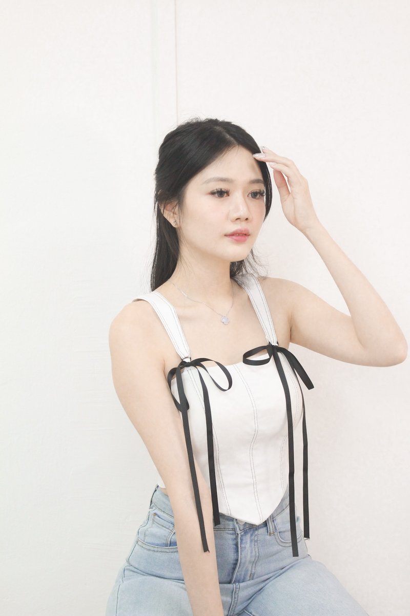 Echo Padded Ribbon Top in White