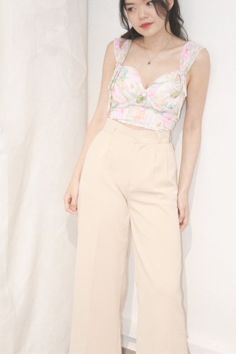 Illusion Wide Legged Highwaist Pants in Creme