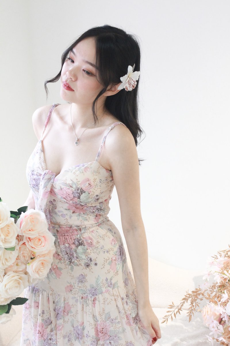 Claude Padded Tie Front Top in Peony Floral