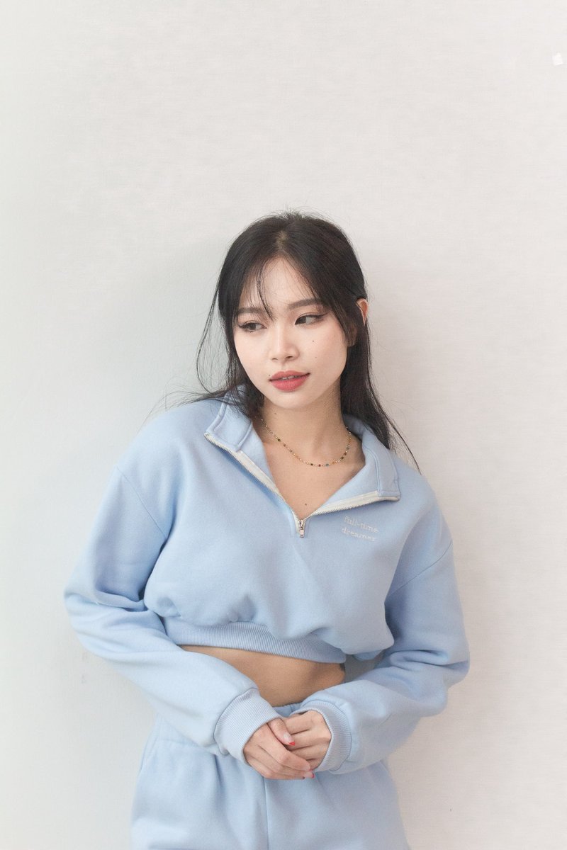 Full-Time Dreamer Cropped Sweater in Baby Blue 